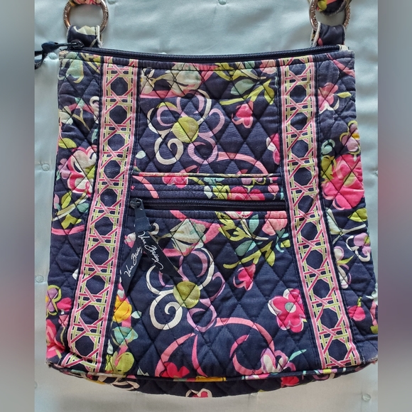 Navy Floral Vera Bradley Crossbody Bag - Picture 2 of 13